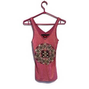 🌸Custo  Chic High Illustration Coture, sparkling pink tank top